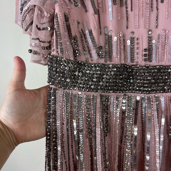 Mac Duggal Gown 93582 Embellished Sequin Belted Evening Dress Vintage Rose Sz 6 - Picture 6 of 12